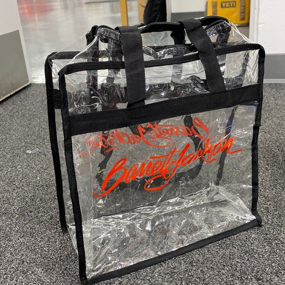 Handbags - Barrett Jackson clear tote bag zip top concert event NEW